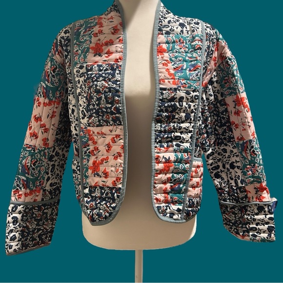 Source Unknown Jackets & Blazers - Warm Trendy Quilted Jacket Open Front Multi-Color All-Over Floral Print Small
